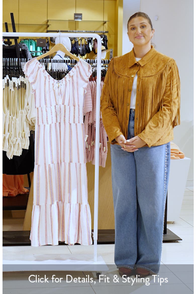 x Giadzy Daria Stripe Smocked Waist Linen Blend Dress video