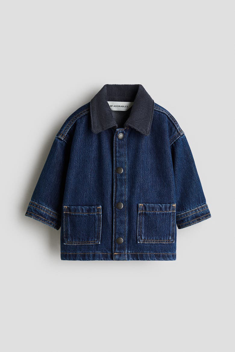 Denim Jacket With Corduroy Collar, Alternate, color, Dark denim blue