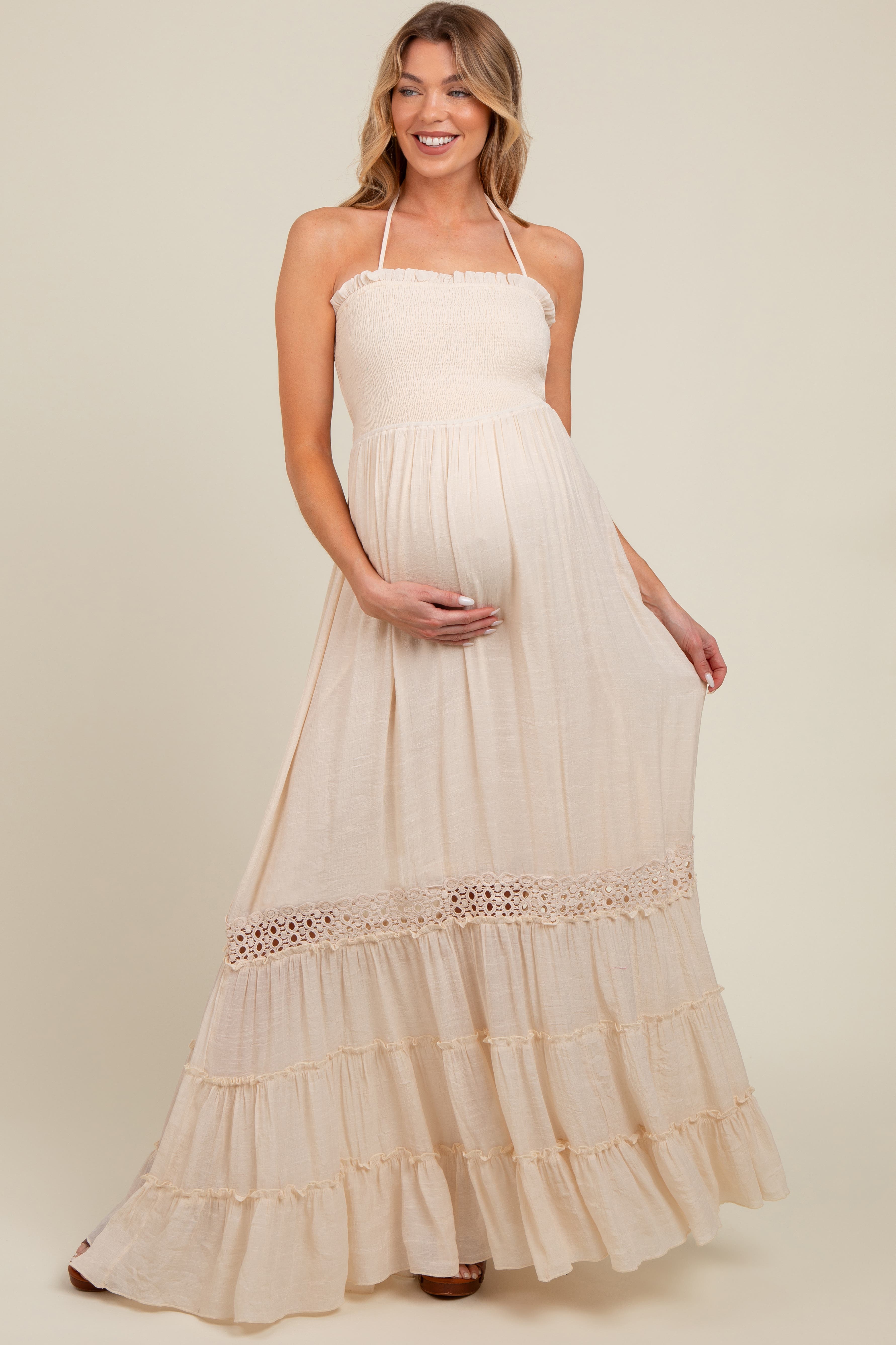 Smocked Open Back Maxi Dress