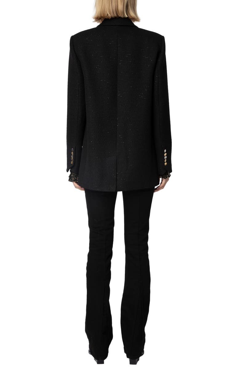 Zadig & Voltaire Vicka Metallic Wool Blend Tweed Jacket, Alternate, color, 