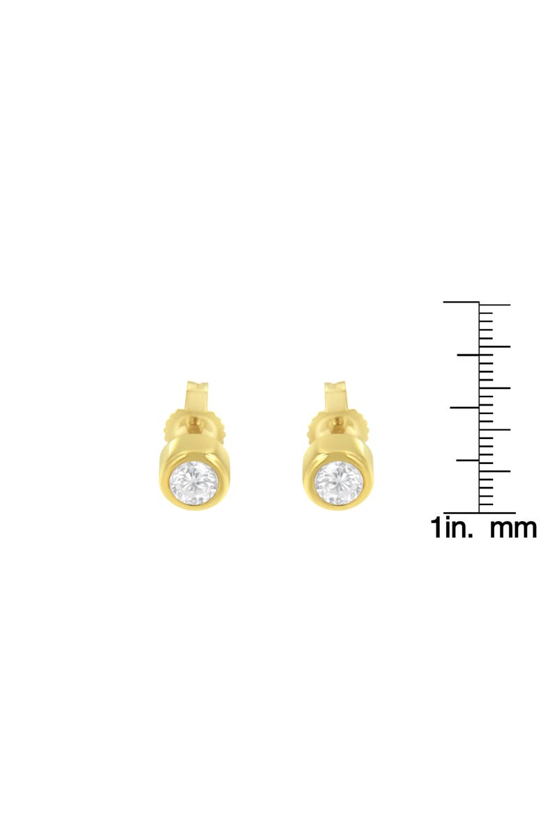10K Gold 1/3rd Cttw Diamond Bezel Stud Earrings, Alternate, color, Yellow