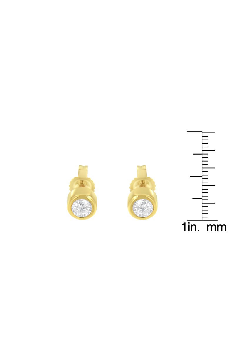 Haus of Brilliance 10K Gold 1/3rd Cttw Diamond Bezel Stud Earrings, Alternate, color, Yellow