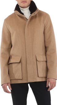 GORSKI Men's Jacket Crafted from Loro Piana Wool with Detachable Genuine Shearling Collar