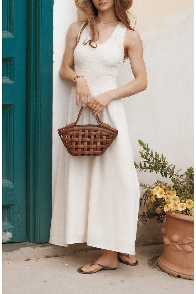 Dimity Smocked Maxi Dress, Alternate, color, OATMEAL