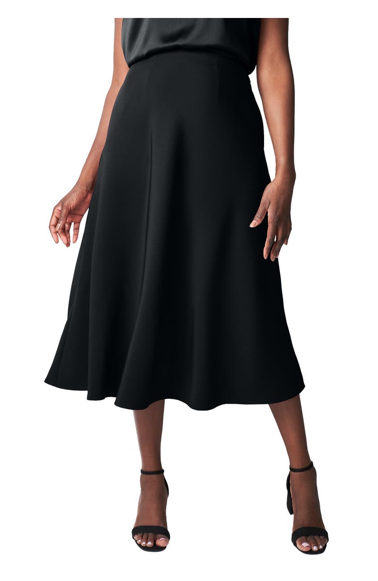 Jessica London Bi-Stretch Swing Skirt, Main, color, Black