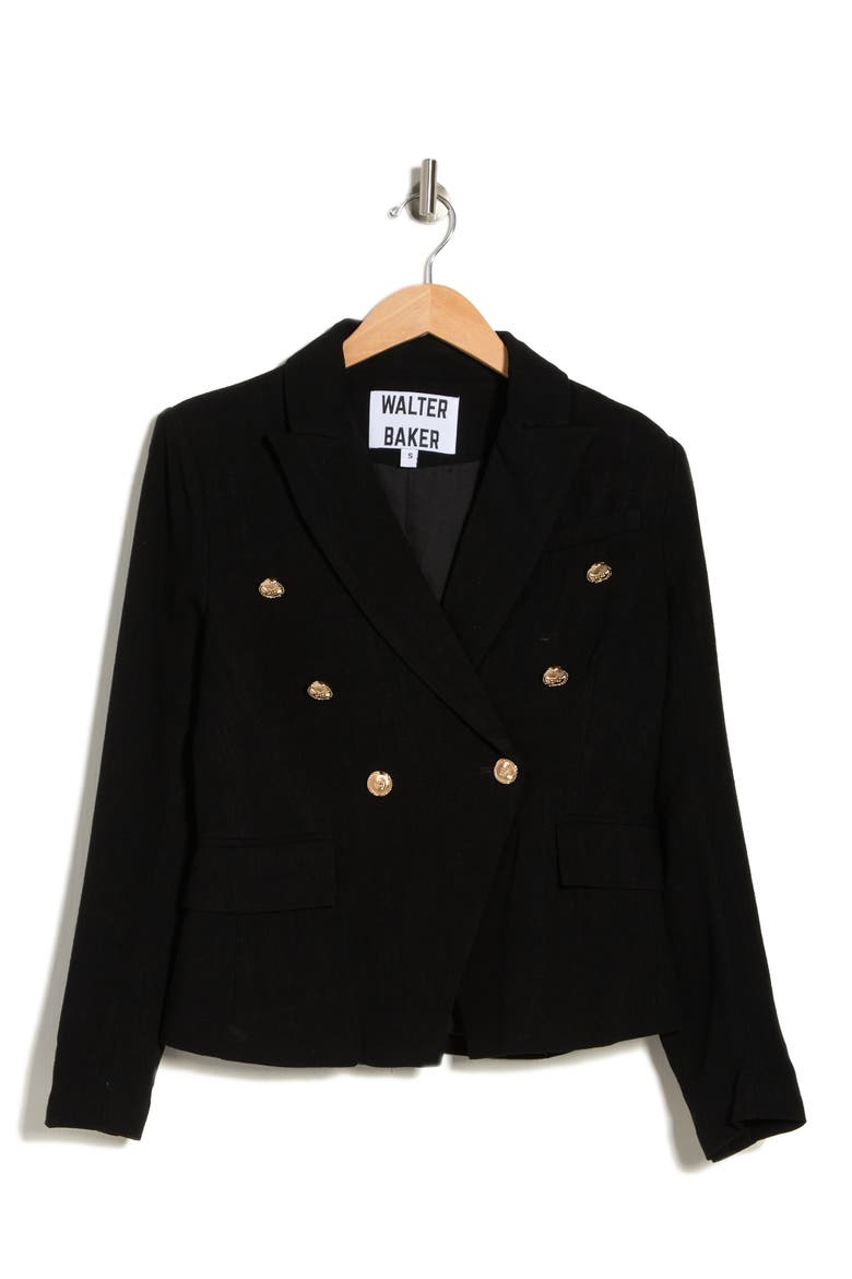 Phelps Peak Lapel Double-Breasted Blazer, Alternate, color, BLACK