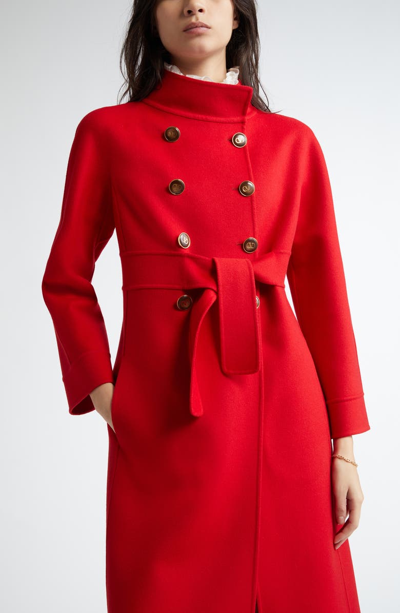 Valentino Garavani Double Breasted Wool & Cashmere Belted Coat, Alternate, color, 