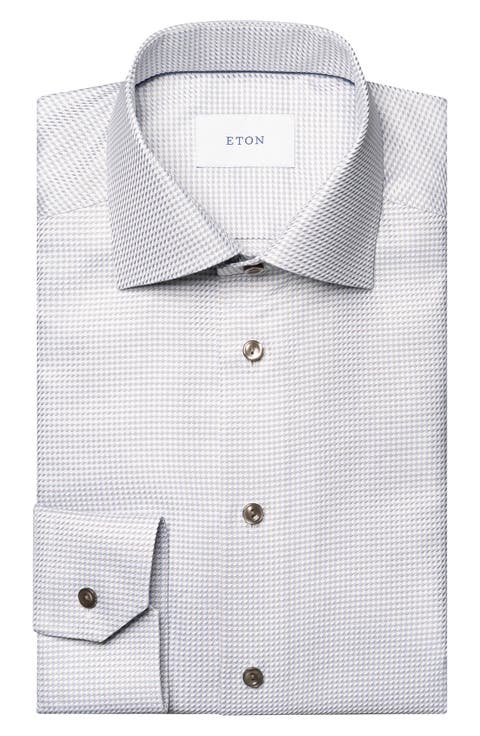 Slim Fit Houndstooth Dress Shirt