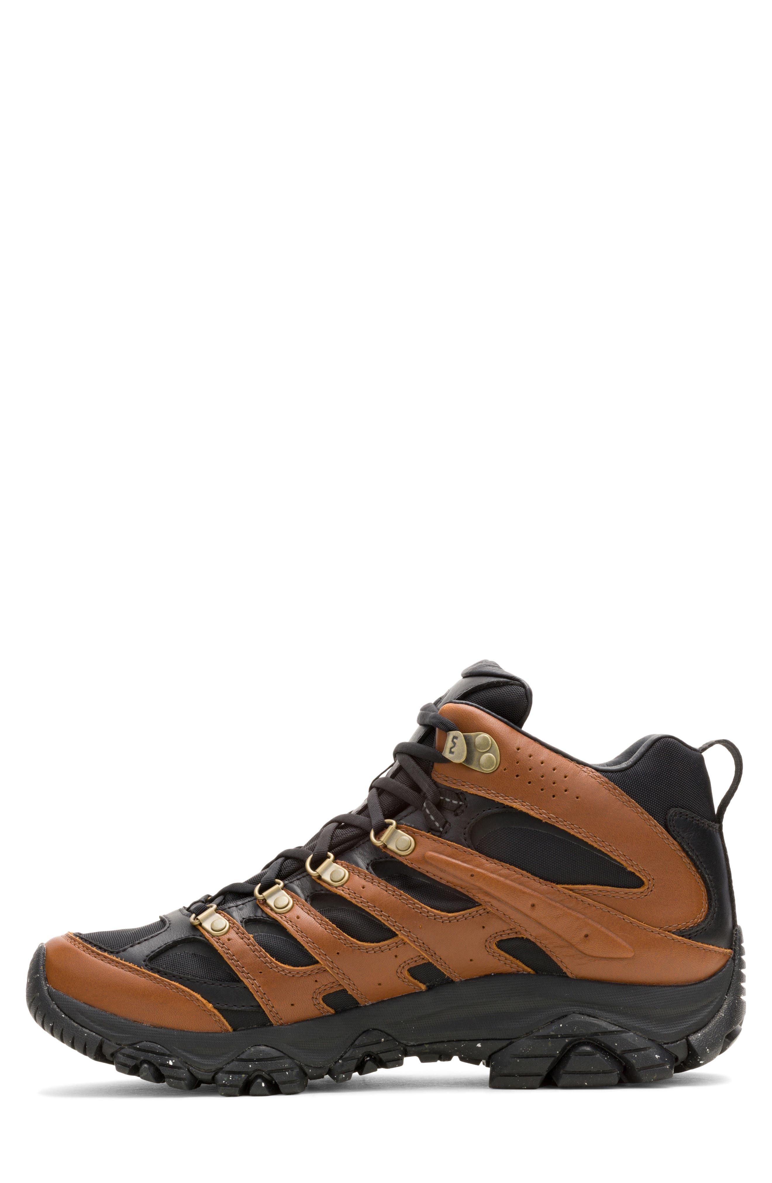 Merrell Moab 3 Luxe Leather Waterproof Mid Hiking Boot, Alternate, color, Black/ Brown