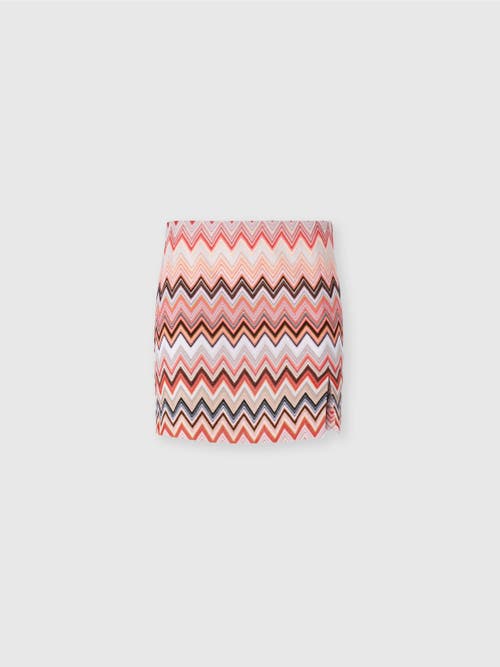 Missoni Zig Zag Cotton And Viscose Mini Skirt With Slit In Multicoloured