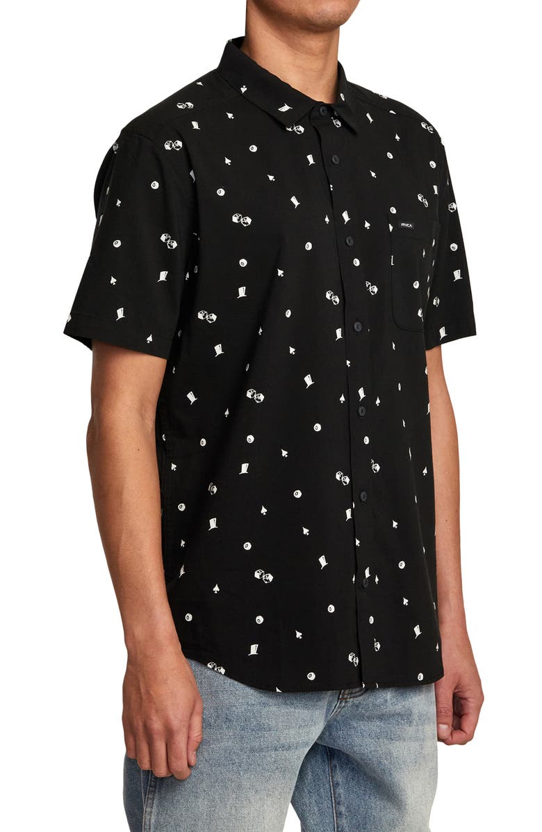 RVCA Degenerate Short Sleeve Button-Up Shirt, Alternate, color, 