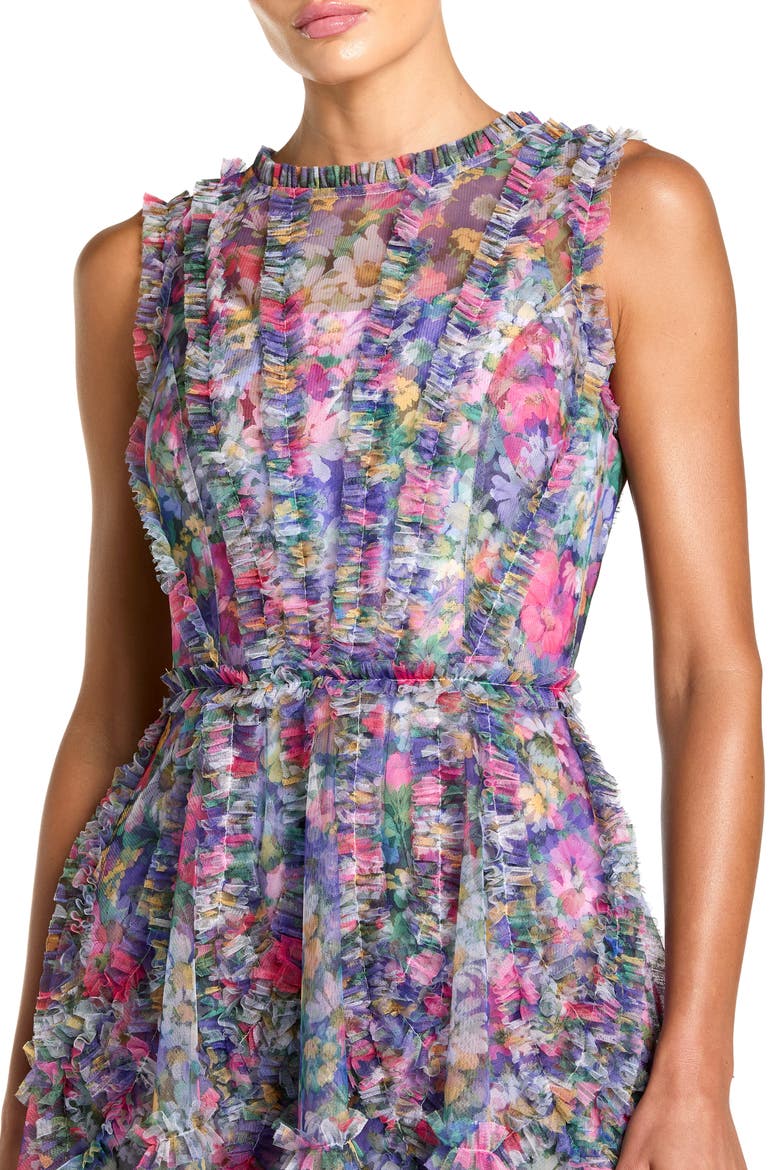 Rosette Halter Chiffon Evening Gown, Alternate, color, Purple Multi