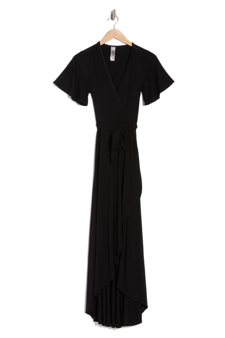 Cascade Wrap Maxi Dress, Alternate, color, BLACK