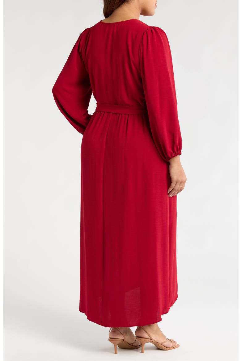 Tie Waist Long Sleeve Wrap Dress, Alternate, color, GARNET