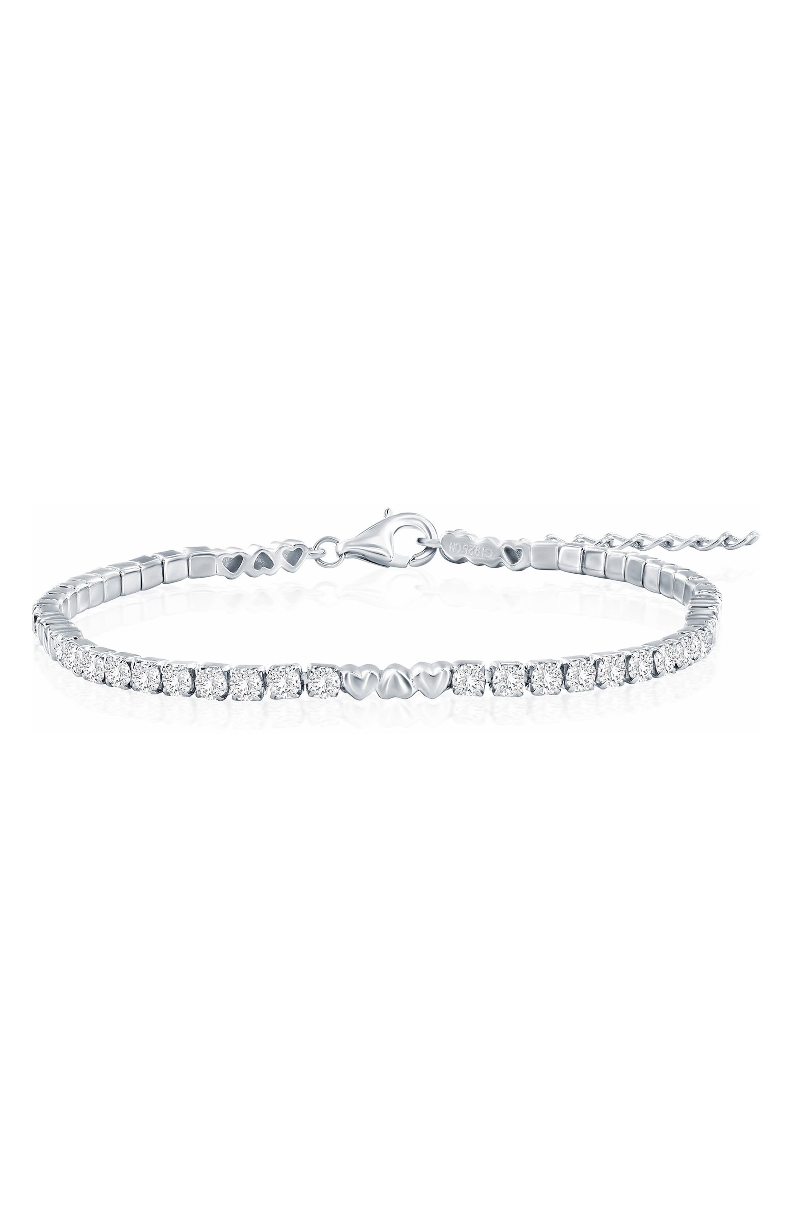 Heart Cubic Zirconia Tennis Bracelet