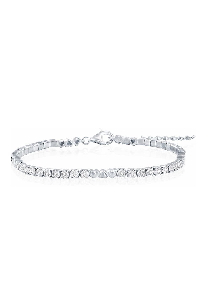 Heart Cubic Zirconia Tennis Bracelet, Main, color, SILVER