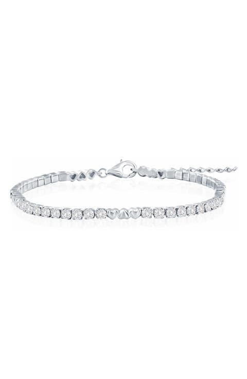 Heart Cubic Zirconia Tennis Bracelet