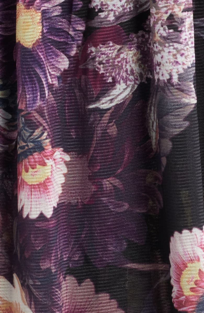 Anne Klein Floral Print Long Sleeve Dress, Alternate, color, Anne Black Multi