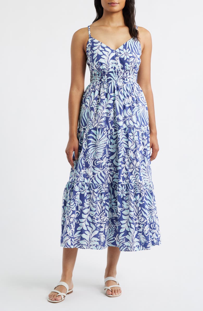 Lilly Pulitzer<sup>®</sup> Zanna Cotton Midi Sundress, Main, color, Sapphire Pool Summer
