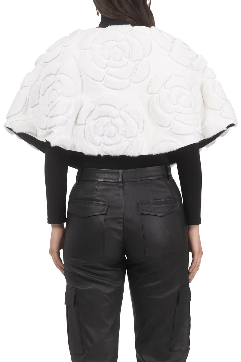 Genuine Shearling/Suede Floral Embroidered Stole Reversible To  Cashmere And Wool Blend, Alternate, color, WHITE/BLACK