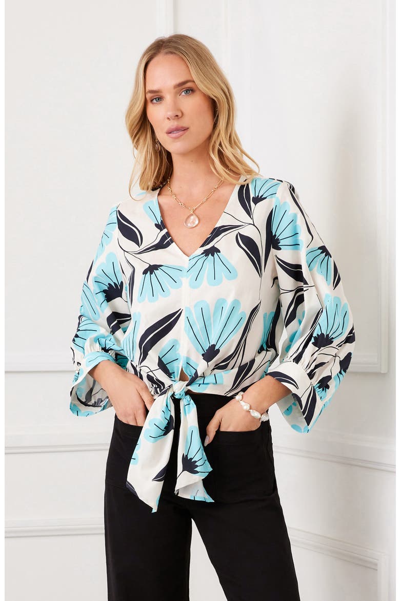 Print Tie Front Top, Alternate, color, PRINT