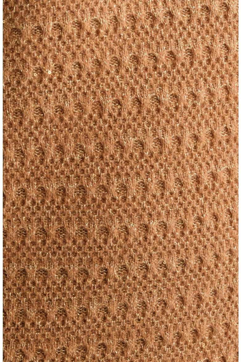 Sequin Puff Sleeve Mock Neck Sweater, Alternate, color, VICUNA