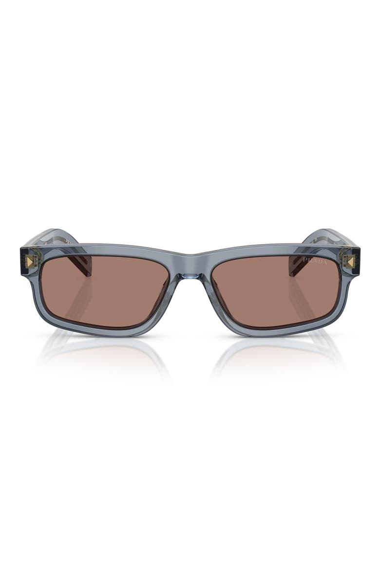 57mm Rectangular Sunglasses, Main, color, OCEAN / BROWN MIRROR GREY