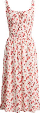 Open Edit Smocked Waist Midi Dress