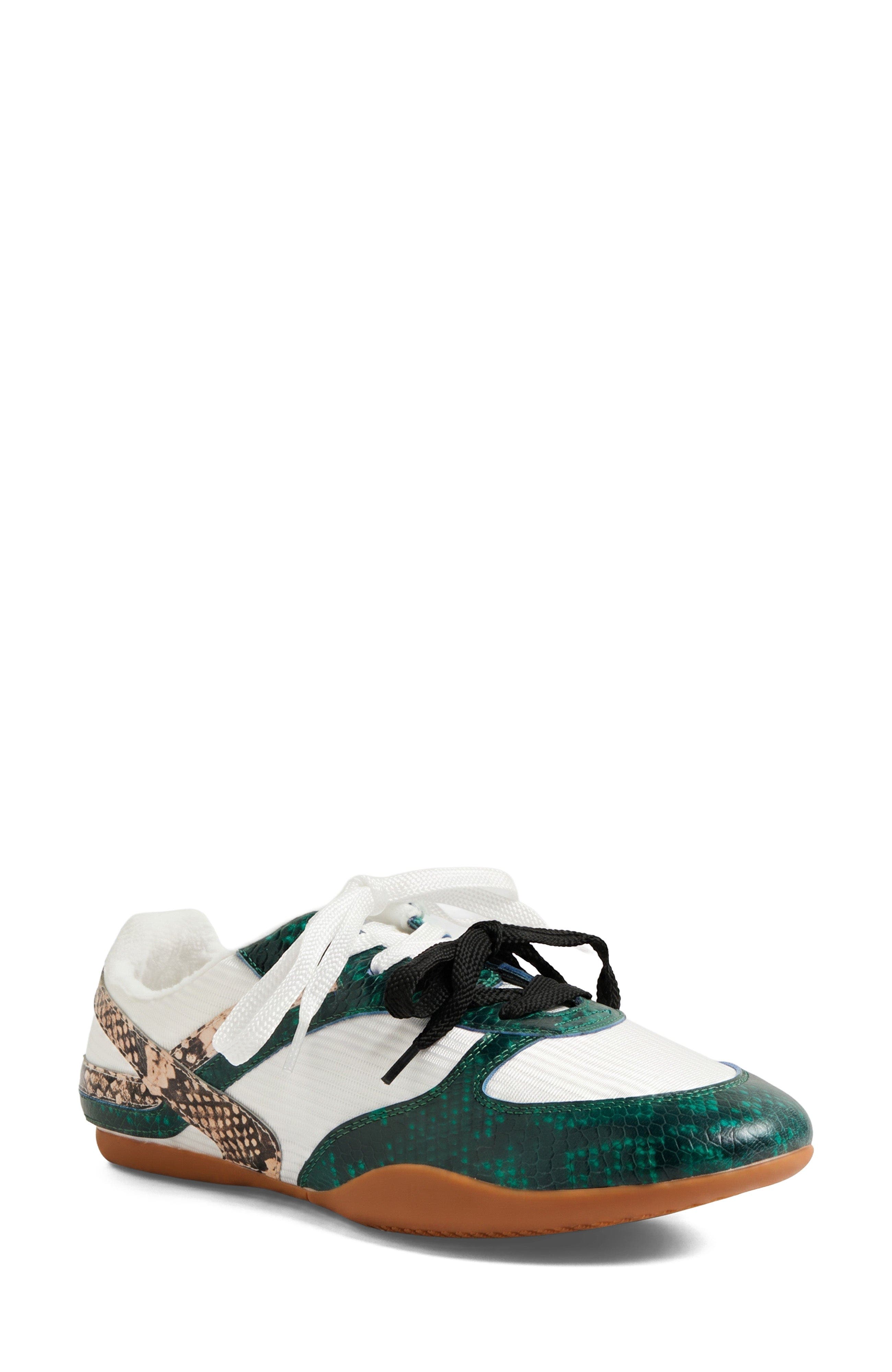 DJANGO AND JULIETTE Zoya Flat Sneaker, Main, color, Green Snake