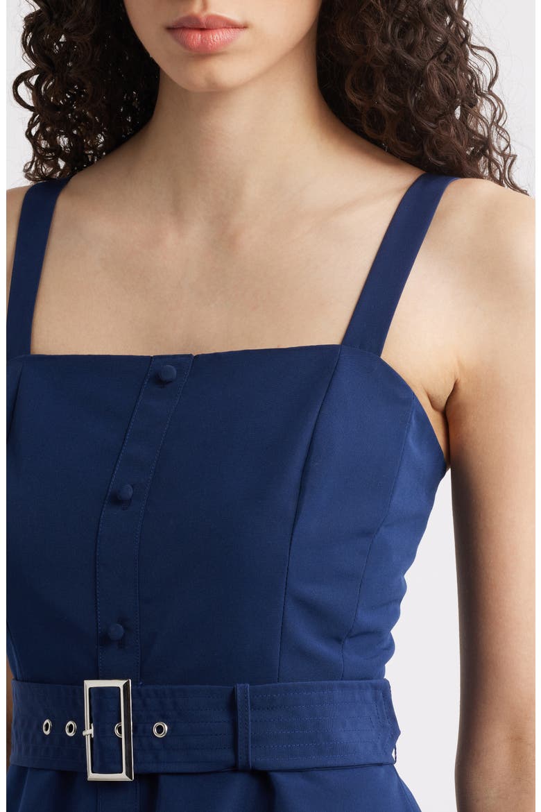 Belted Fit & Flare Sundress, Alternate, color, NAVY