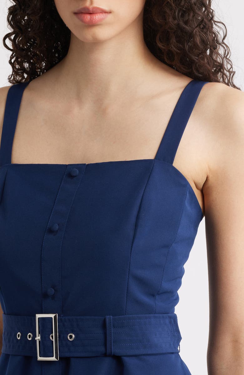 Julia Jordan Belted Fit & Flare Sundress, Alternate, color, Navy