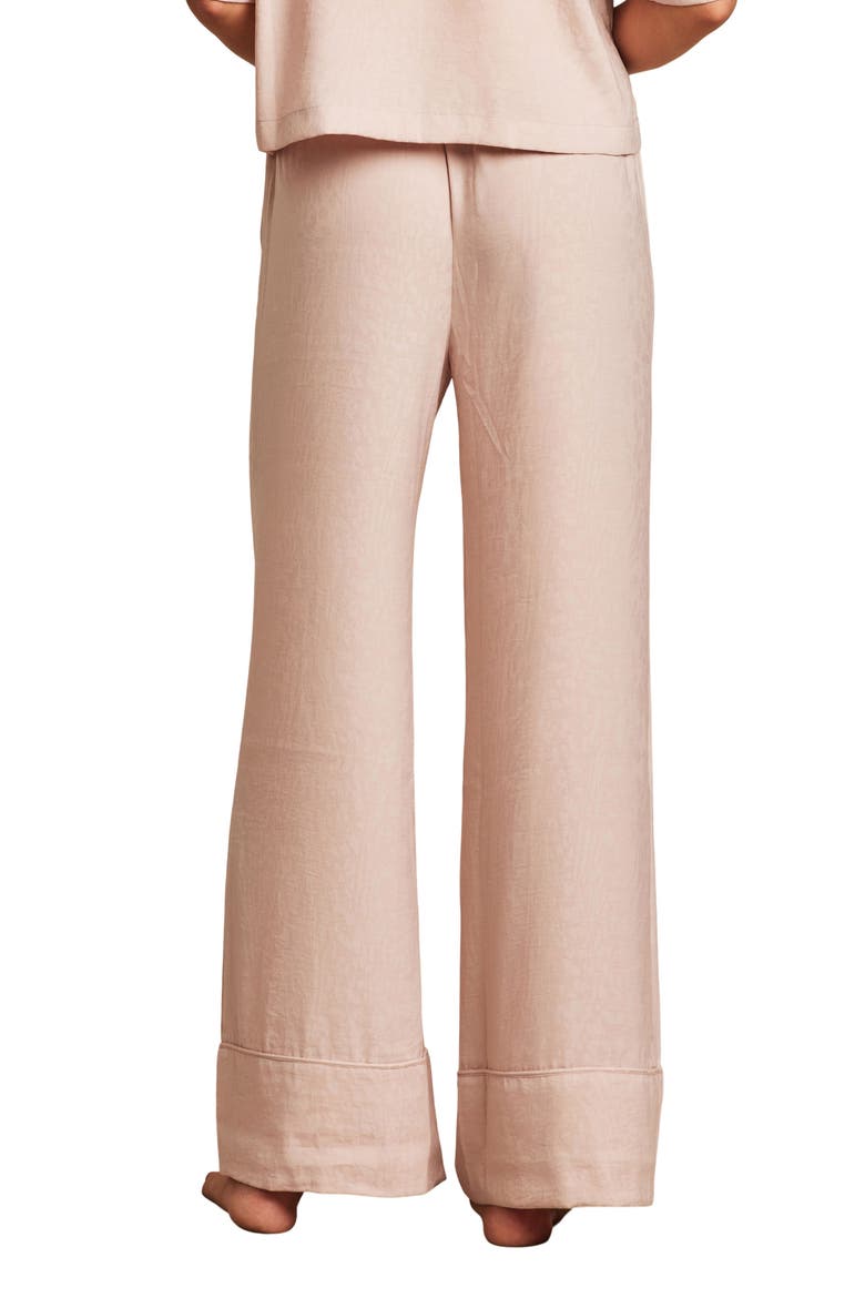 Washed Satin Jacquard Wide Leg Pajama Pants, Alternate, color, FEATHER