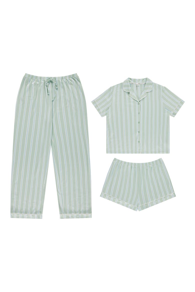Brenna 3-Piece Pajamas, Alternate, color, SEAFOAM