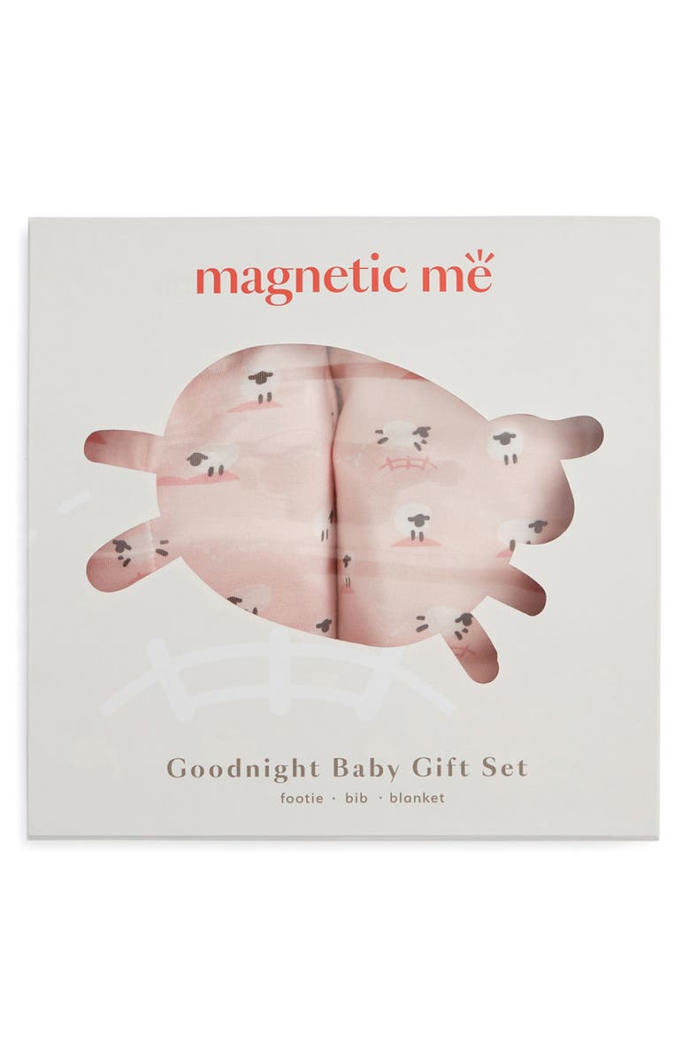 Magnetic Me Baa Baa Baby Magnetic Footie, Bib & Blanket Gift Set, Alternate, color, Pink