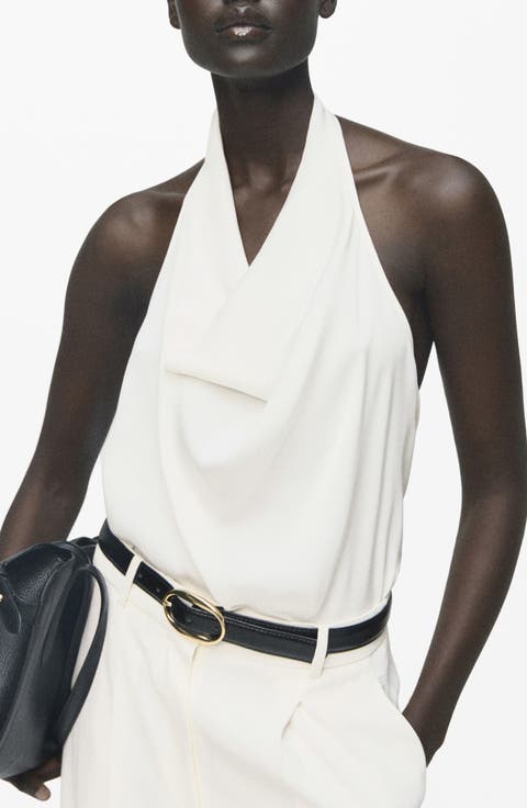 Cowl Neck Satin Halter Top