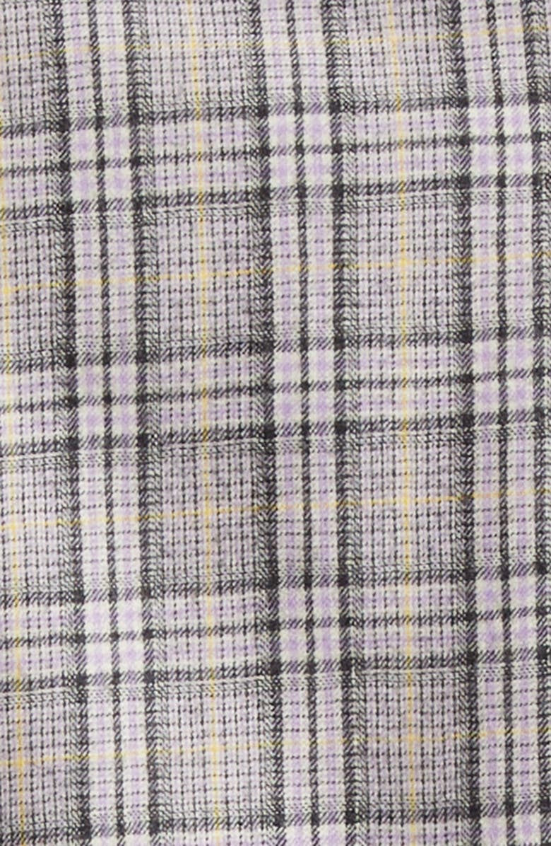 Versace Check Virgin Wool Flannel Button-Up Shirt, Alternate, color, Flowers Lavender Yellow