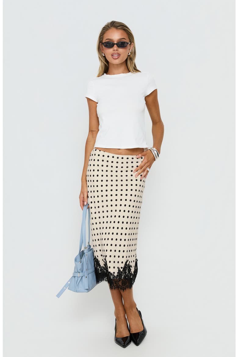 Downtown Scene Lace Trim Skirt, Alternate, color, CREAM POLKA