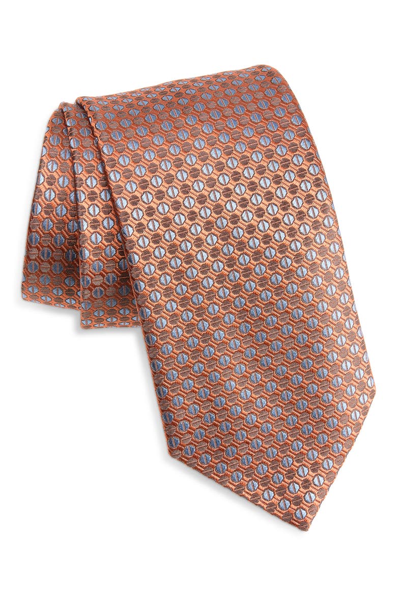 Neat Silk Tie, Main, color, ORANGE