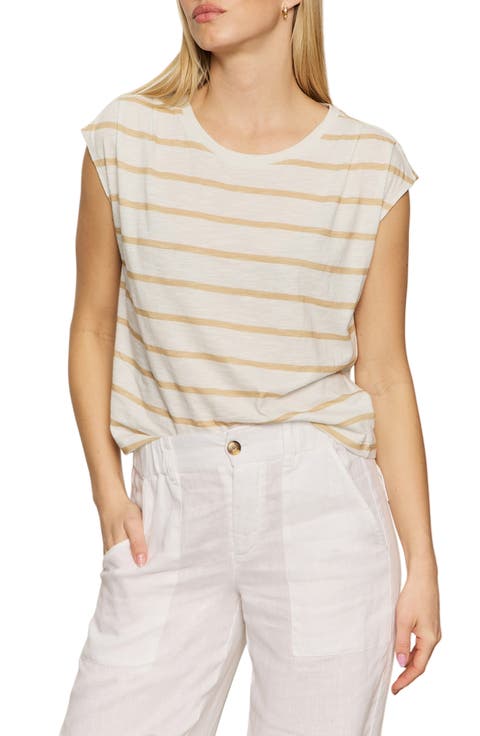 Pleated Stripe Muscle Tee