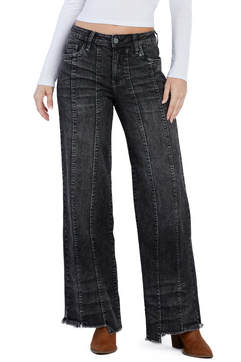 Seamed Step Hem Wide Leg Jeans, Main, color, STORMY GREY