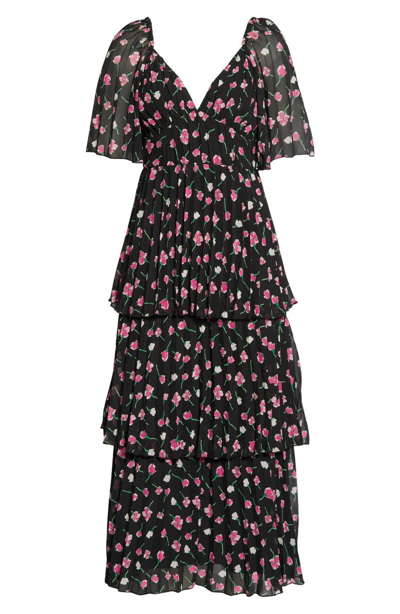 ASOS DESIGN Floral Tiered Pleated Maxi Dress, Main, color, 