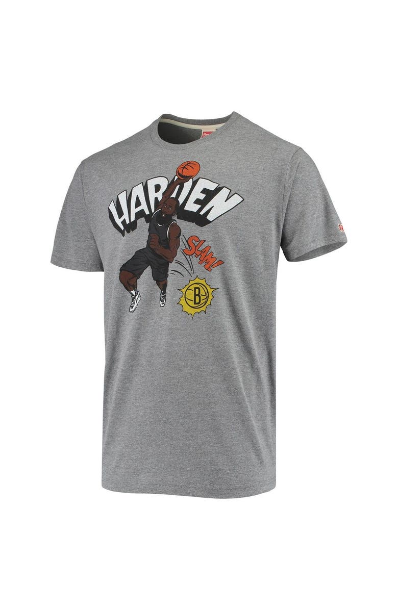 Homage Men's Homage James Harden Heather Gray Brooklyn Nets Comic Book Player Tri-Blend T-Shirt, Alternate, color,