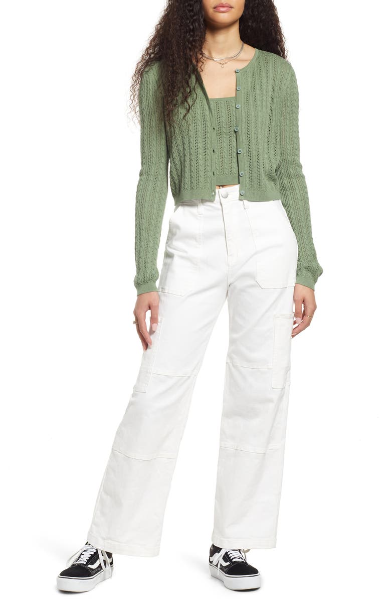 BP. Cable Knit Tank & Cardigan Set, Alternate, color,