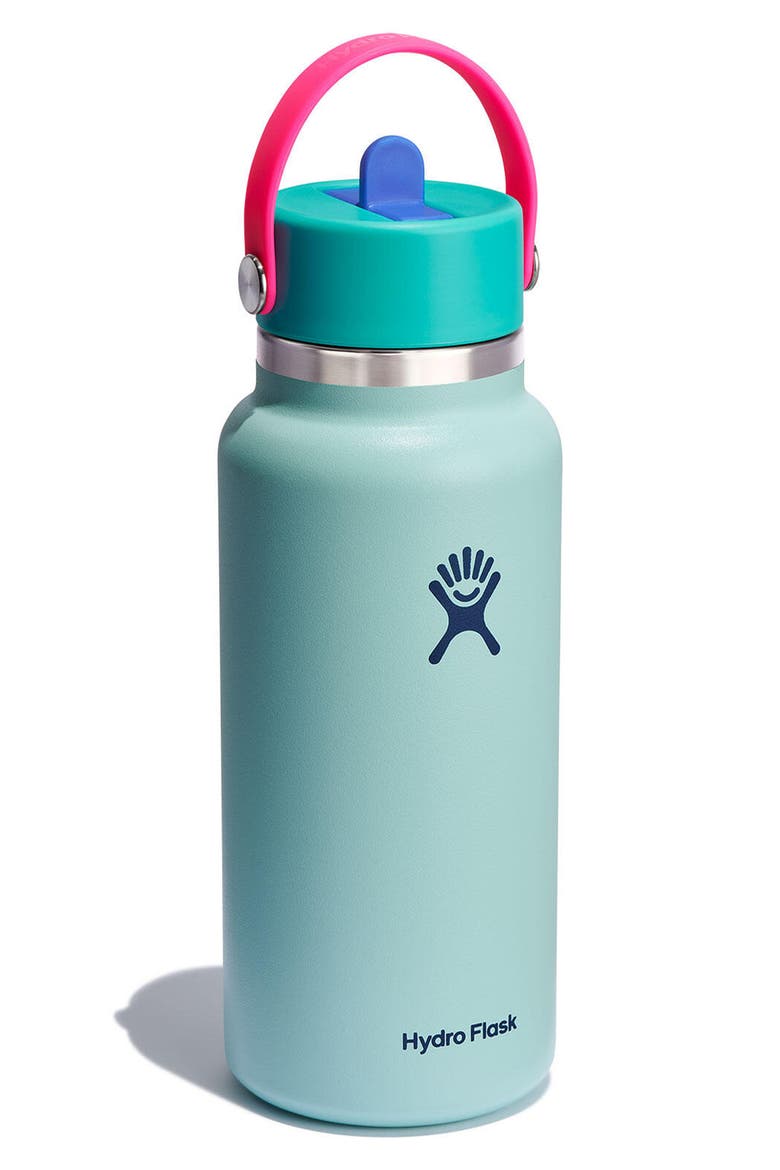 32-Ounce Wide Mouth Flex Straw Cap Water Bottle, Alternate, color, POLAR PLUNGE