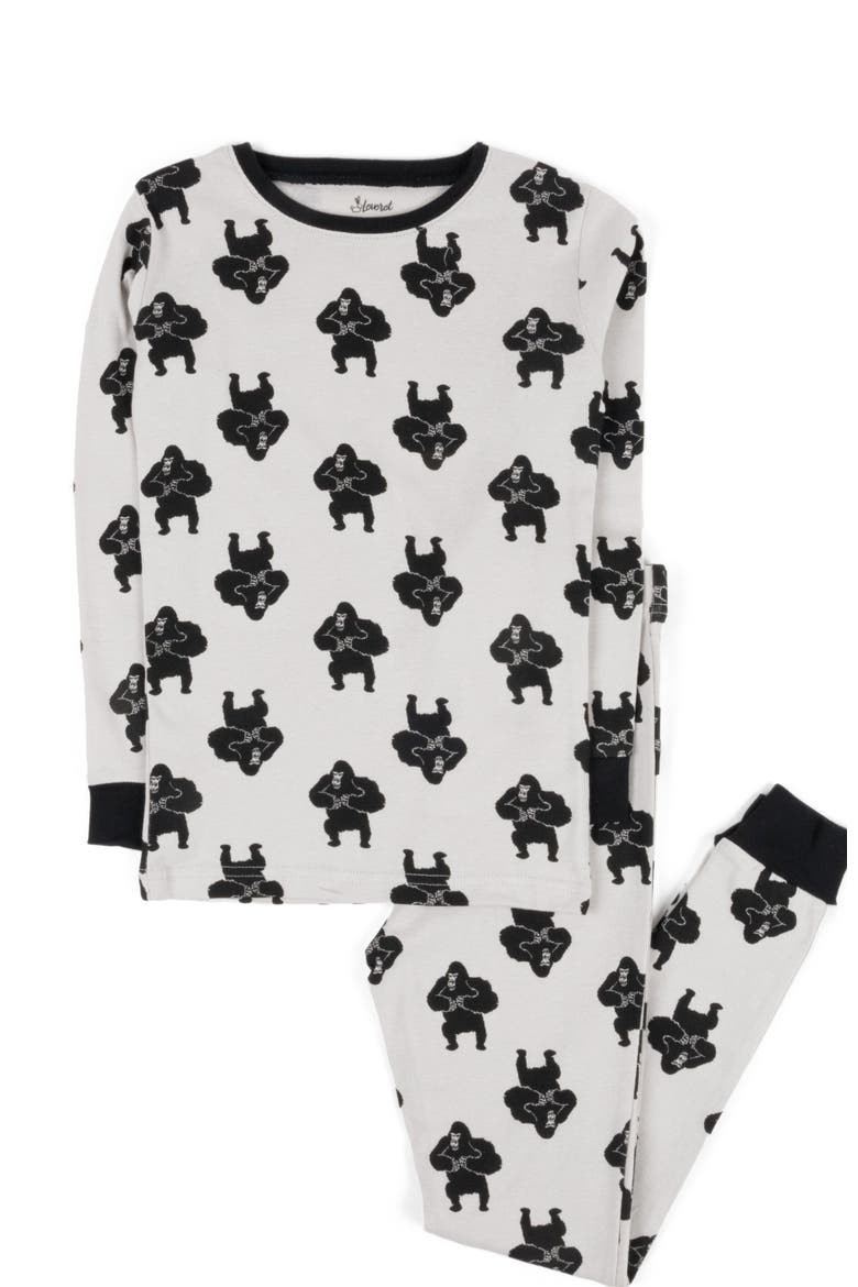 Cotton Two-Piece Printed Pajamas, Animals & Characters, Alternate, color, GREY