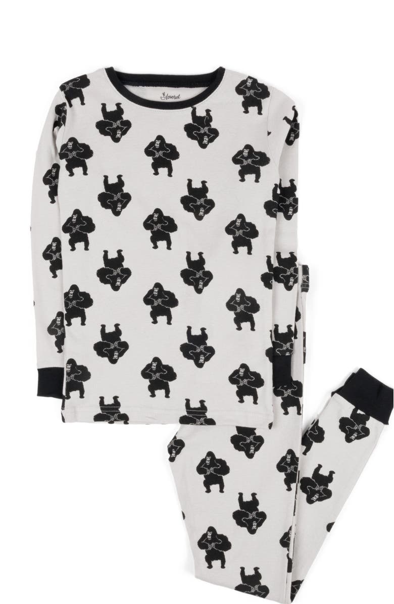 Leveret Kids Cotton Two-Piece Printed Pajamas, Animals & Characters, Main, color, Gorilla