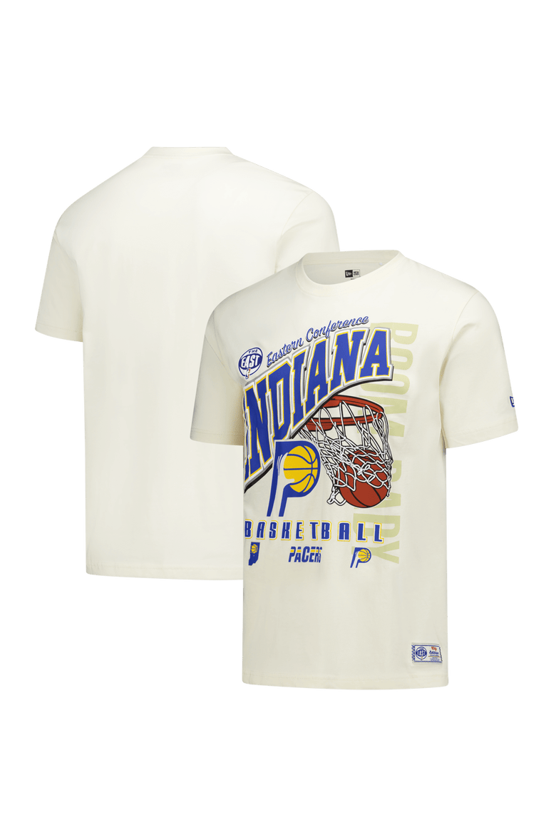 Men's New Era  Cream Indiana Pacers Oversized City Edition Remix Vintage T-Shirt, Main, color, Cream