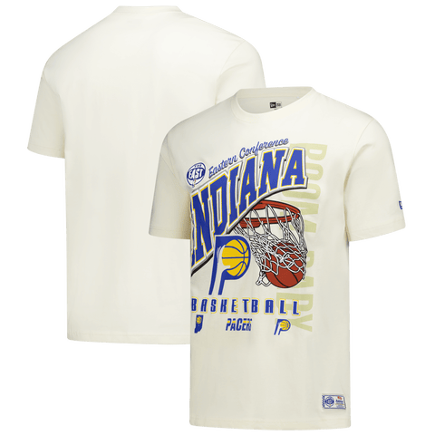 Men's New Era  Cream Indiana Pacers Oversized City Edition Remix Vintage T-Shirt