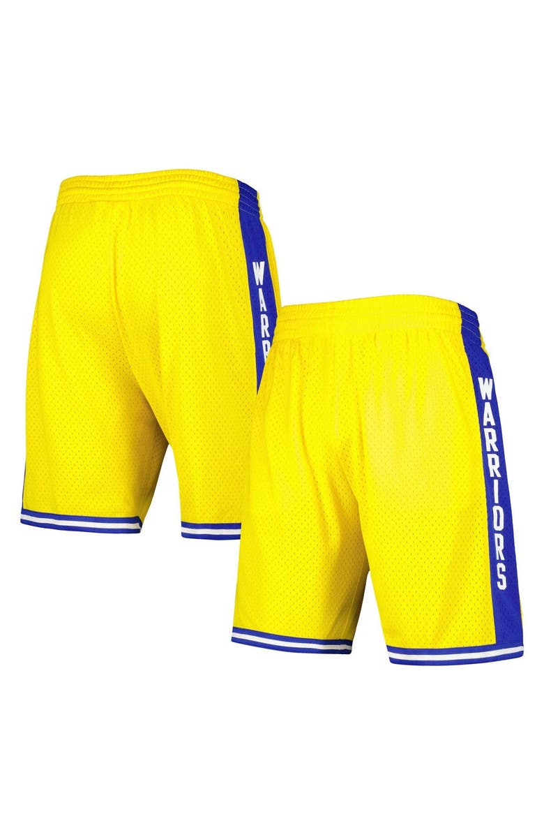 Mitchell & Ness Men's Mitchell & Ness Gold Golden State Warriors 1974-75 Hardwood Classics Swingman Shorts, Main, color, 