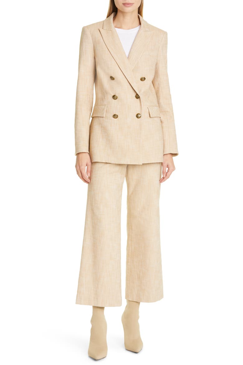 Ellette Dickey Double Breasted Blazer, Alternate, color, CAMEL/ CREAM